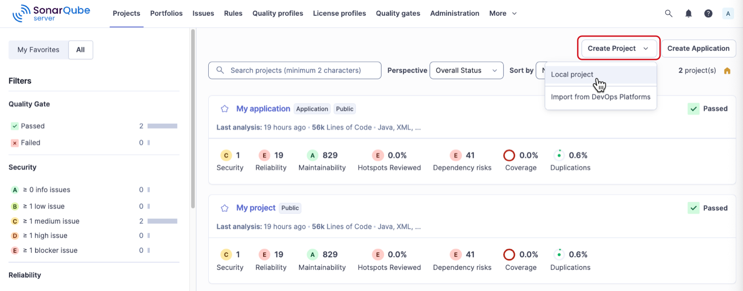 create a local project